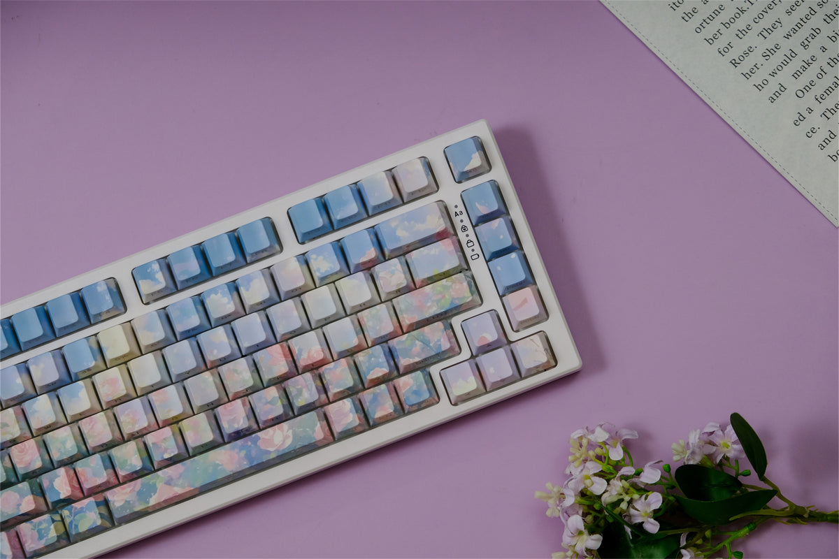 "Jardin de roses" Touches de clavier peintes à l'huile - Diykeycap