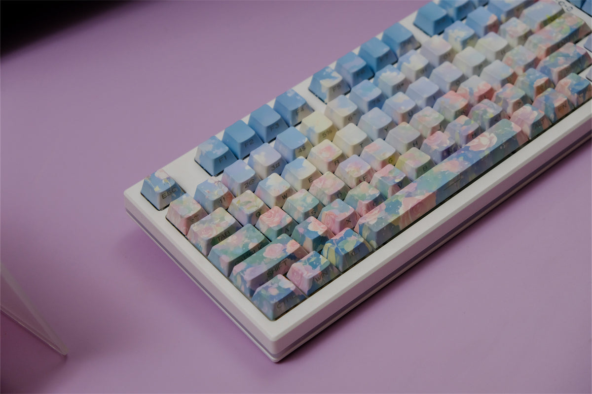 Touches de clavier peintes à l'huile « Rose Garden » - Diykeycap