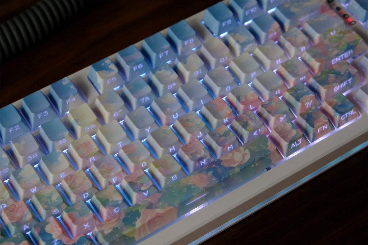 « Rose Garden » Touches de clavier peintes à l’huile - Diykeycap