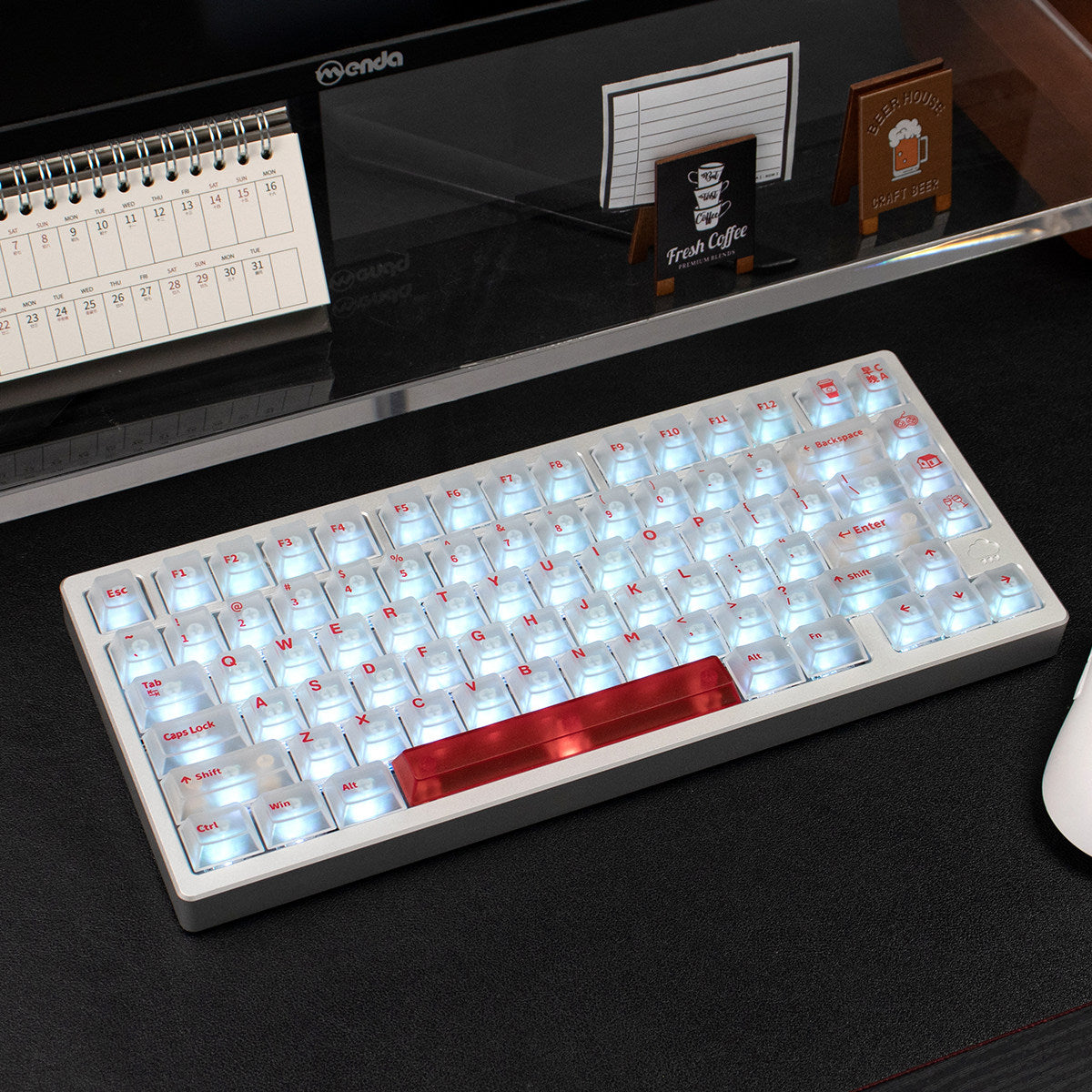 AM/PM Frosted White keycaps - Diykeycap